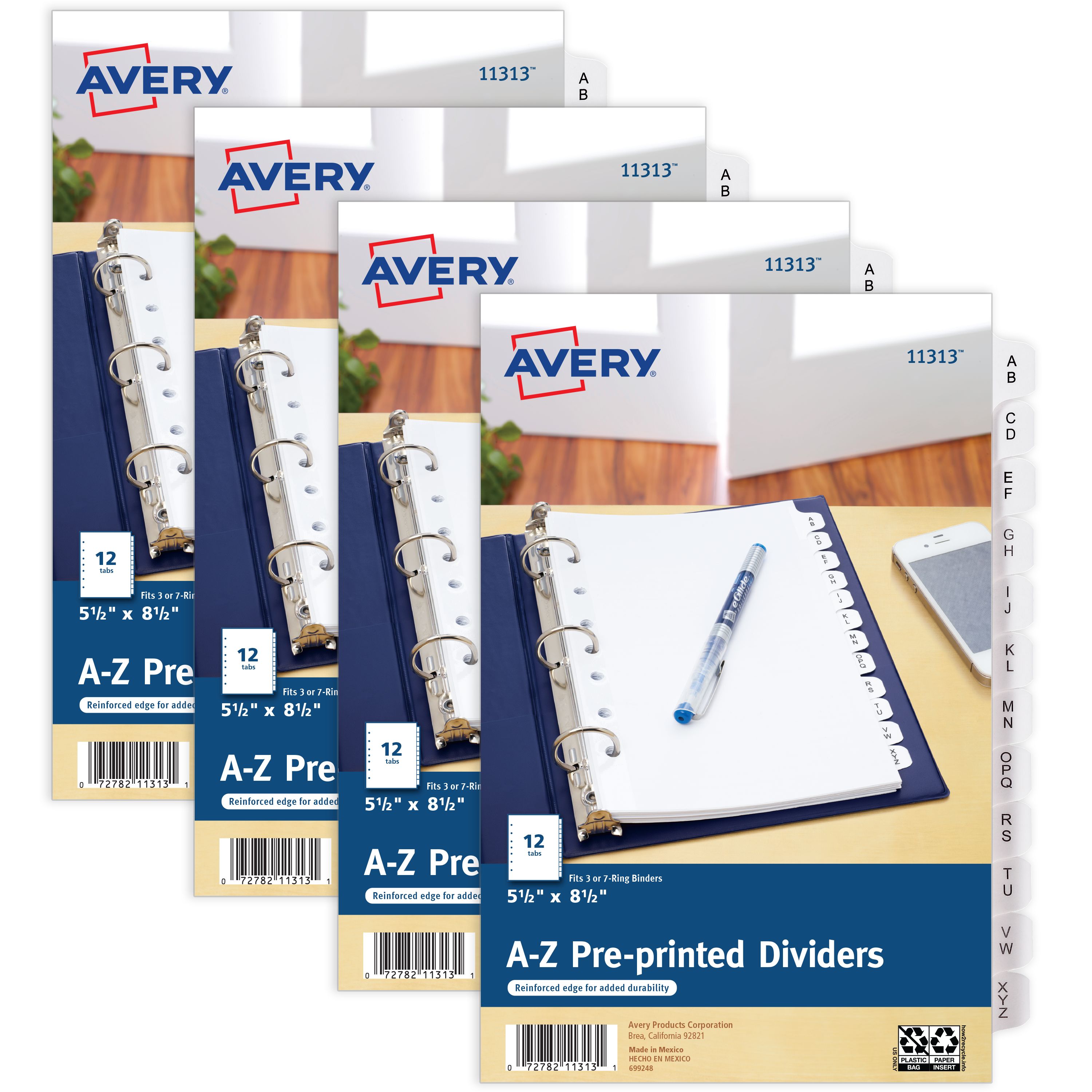 A-Z 12-Tab Mini Dividers, 4 Sets 43131 | Avery